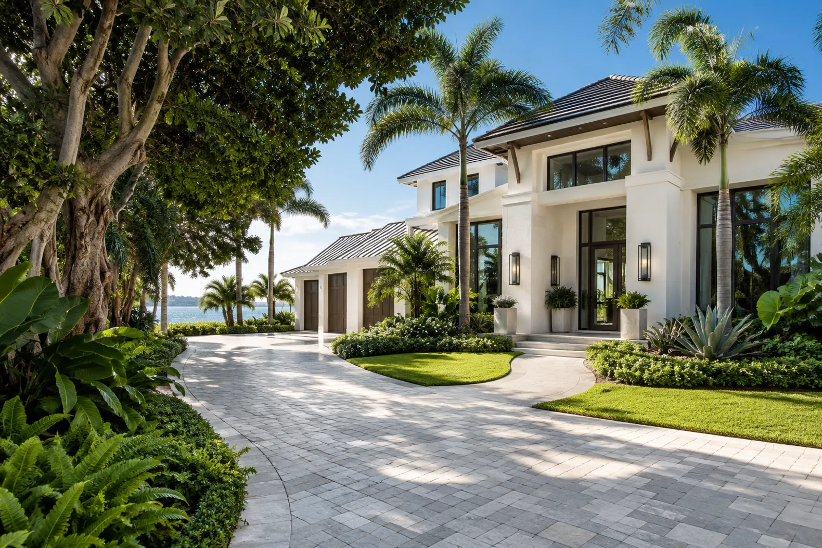 Pristine coastal driveway and walkway