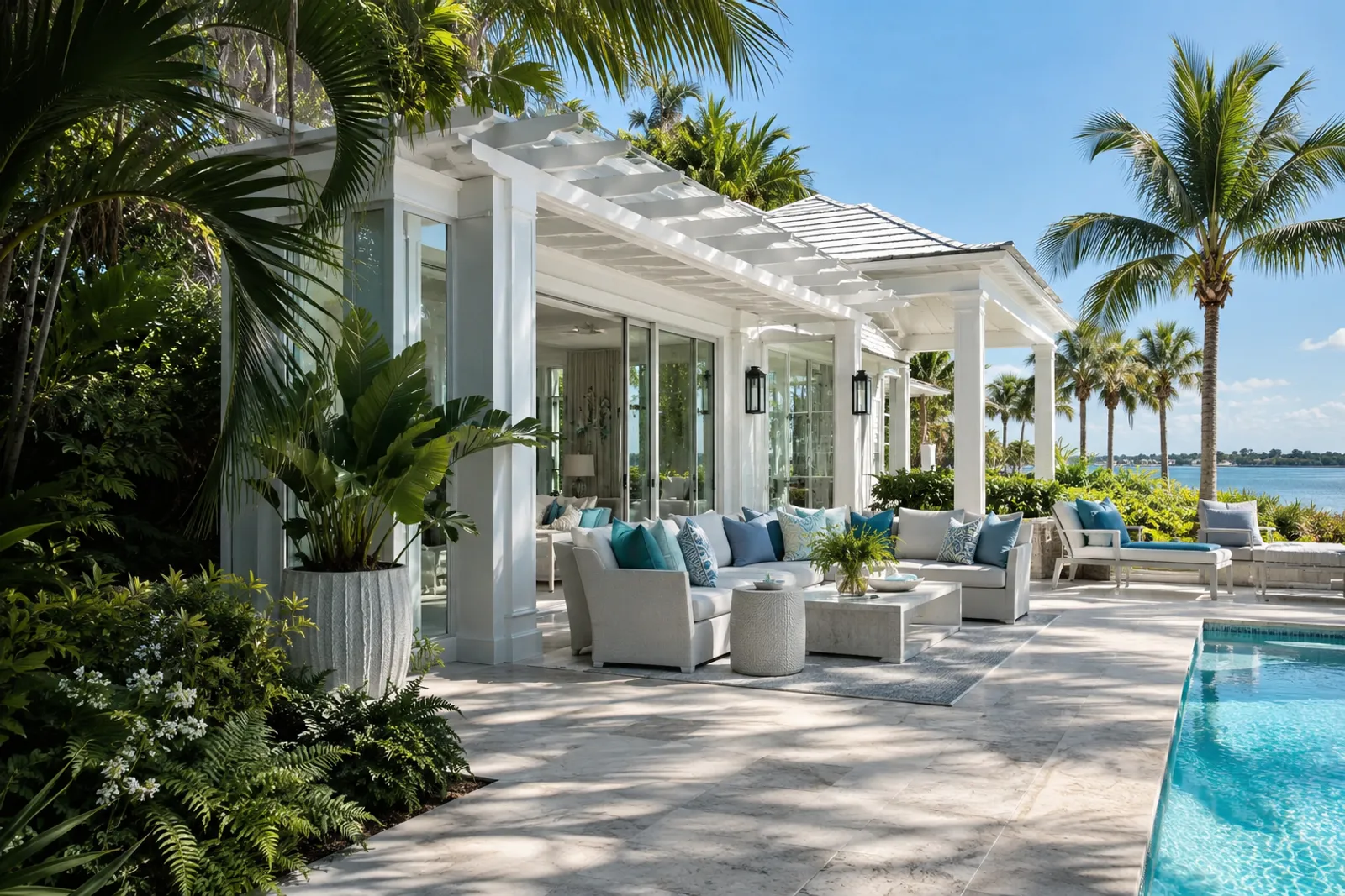 Inviting coastal patio and lanai