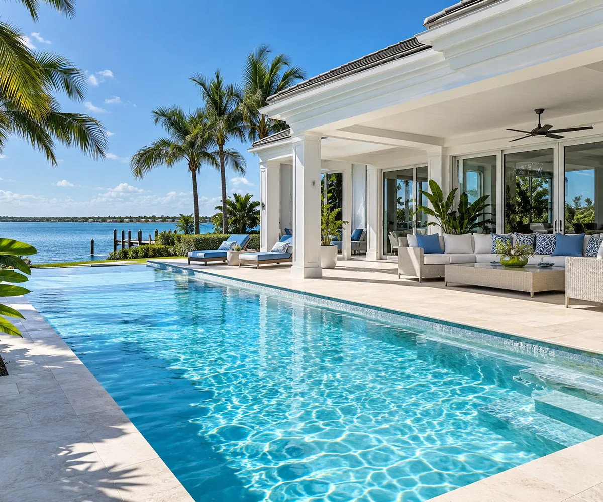 Turquoise pool and inviting lanai